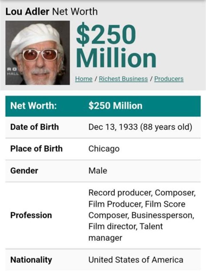Lou Adler Net Worth